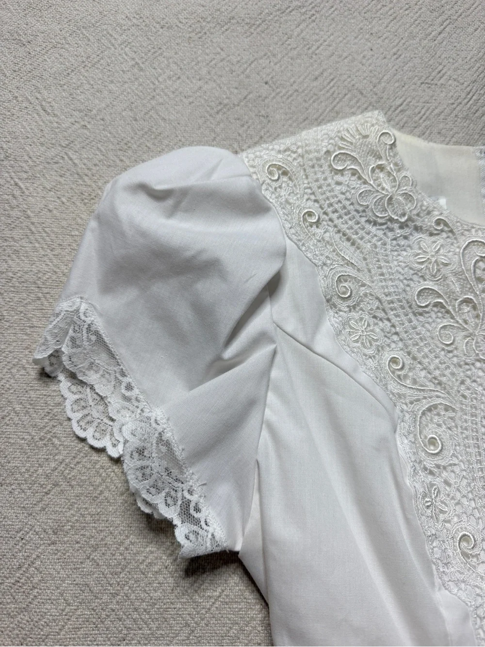 VTG 80s Jessica McClintock White Embroidered Flower Girl Church Dress 12